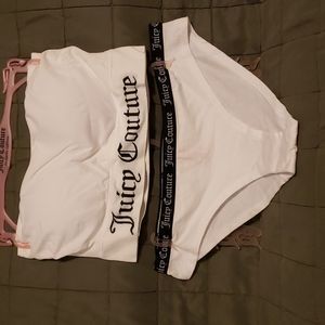 NWOT JUICY COUTURE WHITE BANDEAU AND MATCHING BIKINI UNDERWEAR L